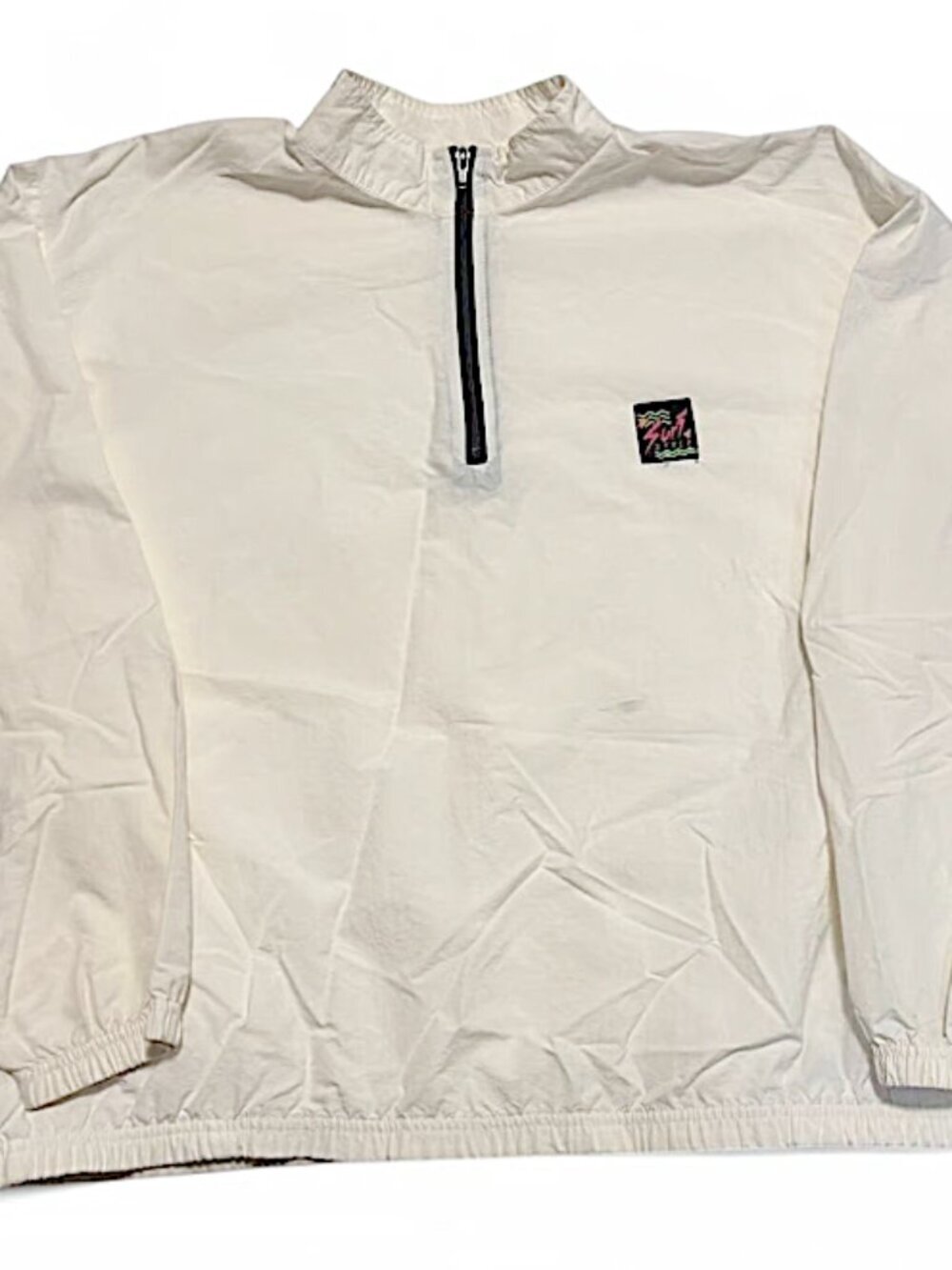 VTG 90 Surf Style Pullover Windbreaker Jacket OS XXL White Coastal Retro FLAW